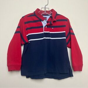 Tommy Hilfiger Baby Toddler Boys long sleeve polo shirt 3T Striped Red Blue